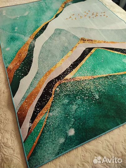 Новый Ковёр в гостинную 120/160 изумрудно-бирюзов