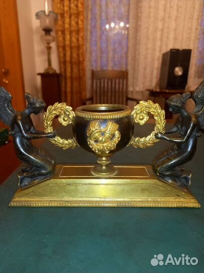 Чернильница старинная бронза