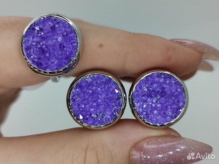 Набор с кристаллами Swarovski, 18p, 19р, родий