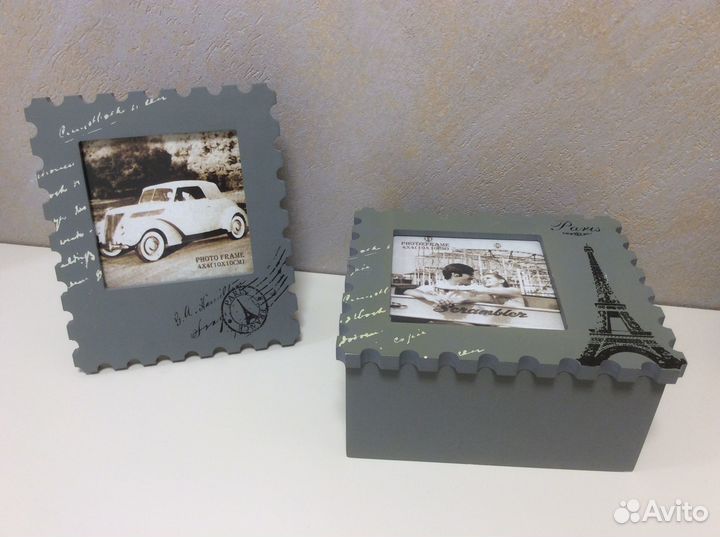 Фоторамка+шкатулка с рамкой.Набор из 2-х предметов