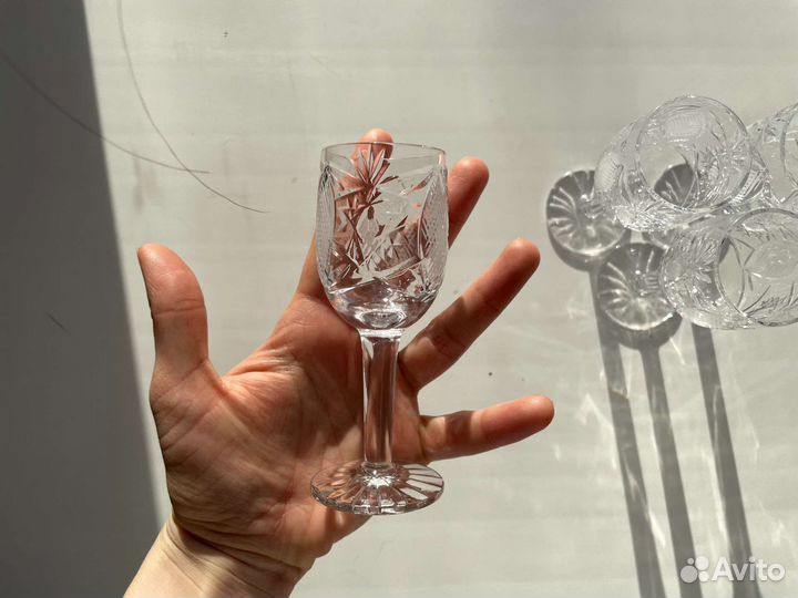 Хрустальные рюмки на ножке 4 штуки новые СССР