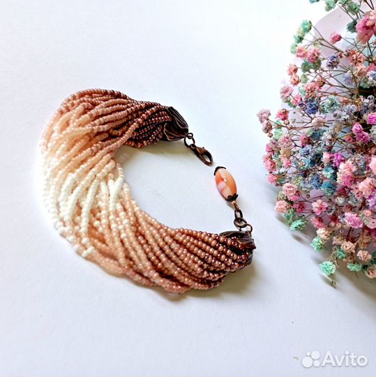 Браслет и серьги из бисера и бусин Омбре Комплект