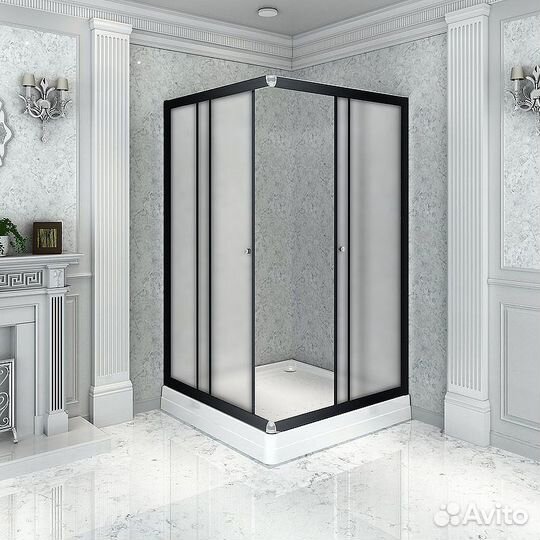 Душевой уголок Radomir Дрим 100x100 1-03-6-0-0-1191 профиль Черный стекло матовое