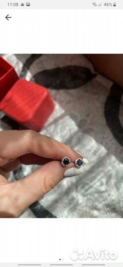 Золотые Серьги с сапфирами и бриллиантами