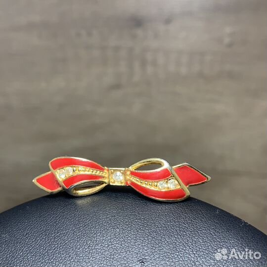 Винтажная Брошь Бант Красный Сделано В СССР