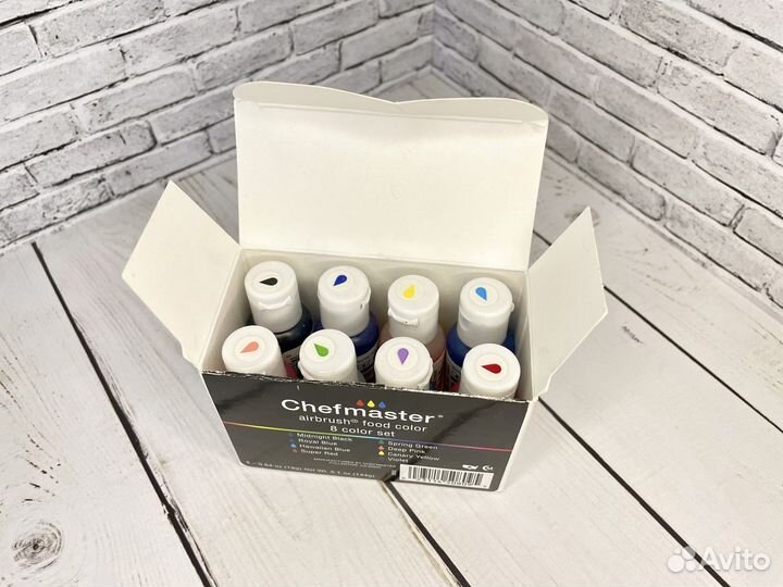 Краски сияющие Airbrush Chefmaster, 8 цветов