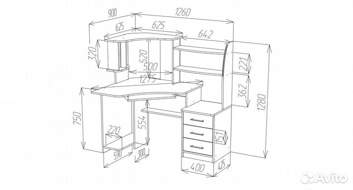 Стол компьютерный ск-39