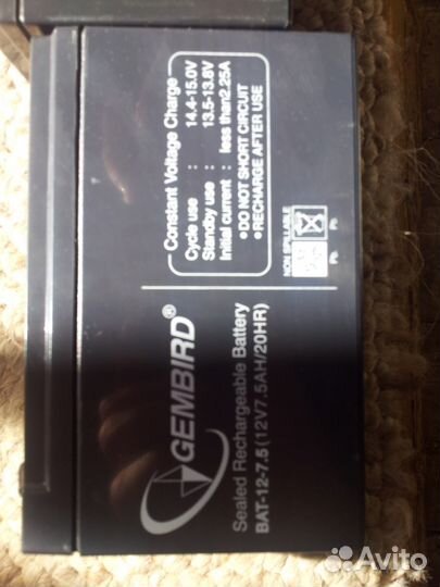 Аккумулятор для UPS gembird BAT-12-7.5, мёртвый