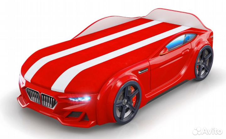 Кровать машина объемные колеса