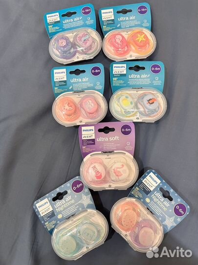 Пустышки соски avent новые 0-6 и 6-18