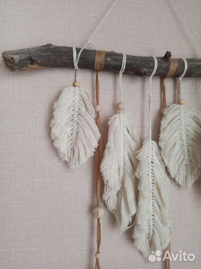 Настенное панно макраме листья