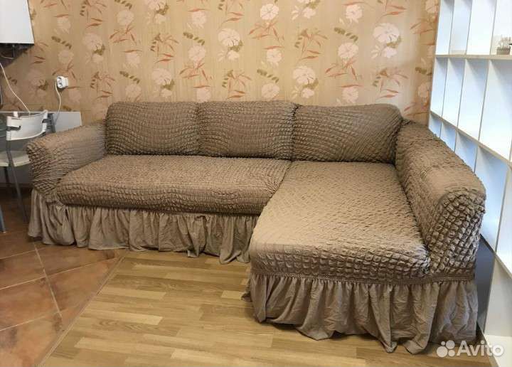 Чехлы на угловые диваны, с оборкой и без