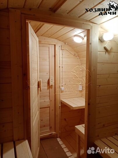 Мобильная Баня бочка 2х3.5 на прицеп заказчика