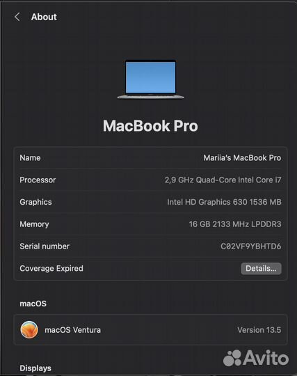 Macbook Pro 15 2017 i7/16gb/512gb/2video