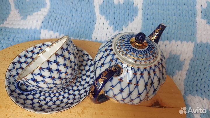 Фарфоровый чайный сервиз Кобальтовая сетка