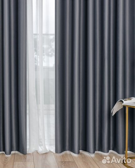 Шторы блэкаут Амадео серый новые пошив