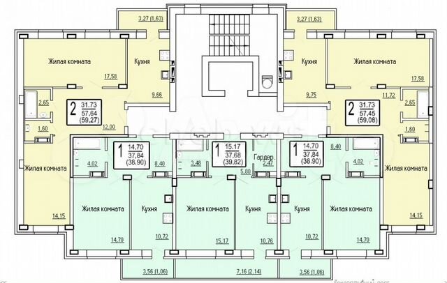 Планировка квартир чебоксары 2-к квартира, 59.3 м², 7/9 эт. на продажу в Чебоксарах Купить квартиру Авито