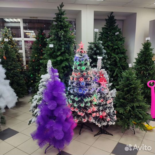 Елки искусственные литые, пвх, светодиодные