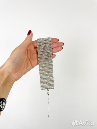 Чокер широкий со стразами