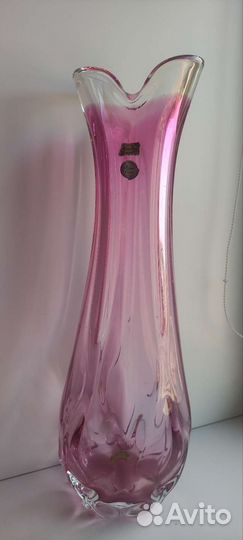Ваза Чешское стекло ручной работы 47 см