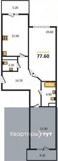 2-к. квартира, 77,6 м², 7/23 эт.