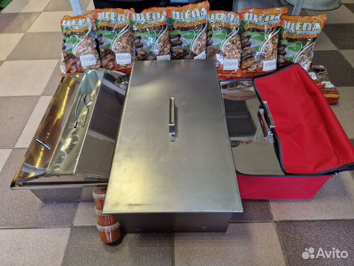 Коптильни нержавейка, сталь, домиком, щепа