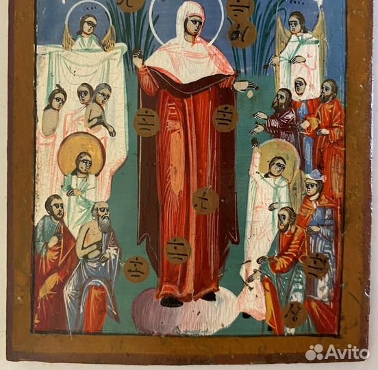 Старинная икона мини Богородица Скорбящая 19 век