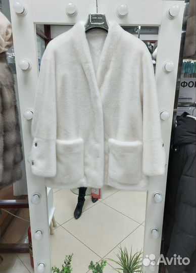 Шуба эко норка V воротник новая lux