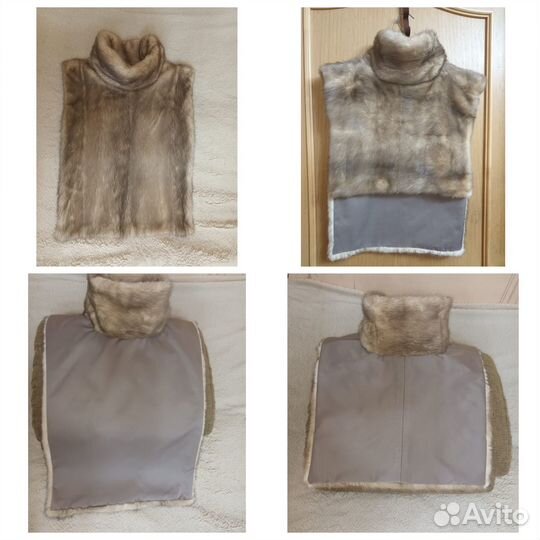 Норковая манишка серая натуральная