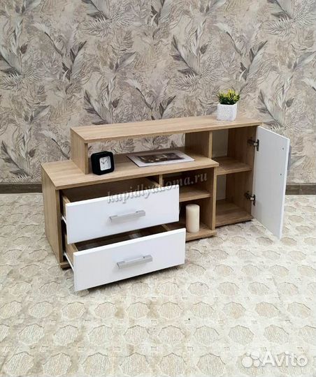 Тумба Нарус тв-1 мдф (Дуб сонома/Белый глянец)