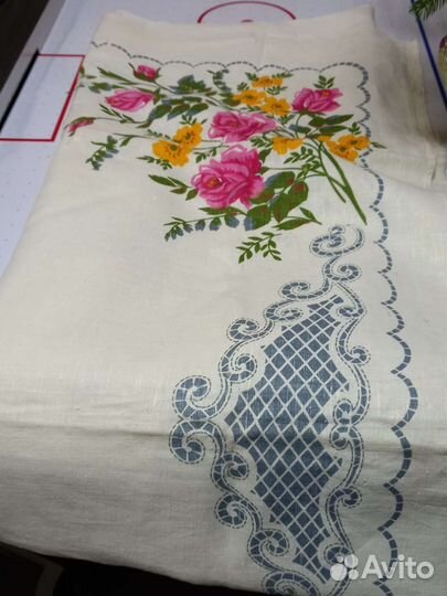 Скатерть льняная времени СССР
