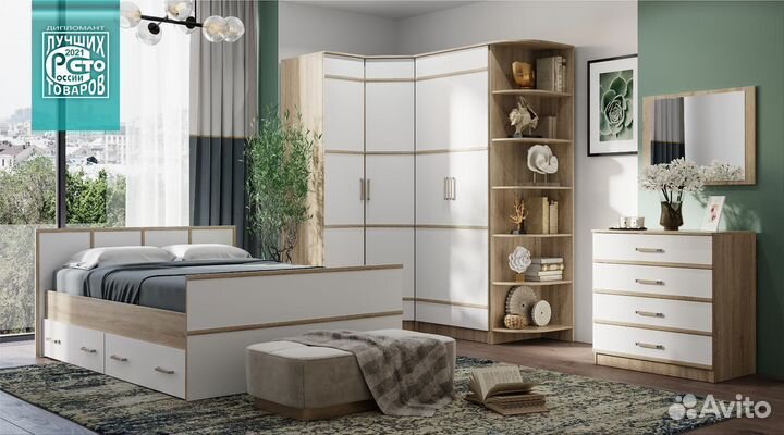 Кровать с ящиками Киото + матрас 160х200см