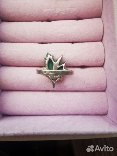 Кольцо серебряное с малахитом