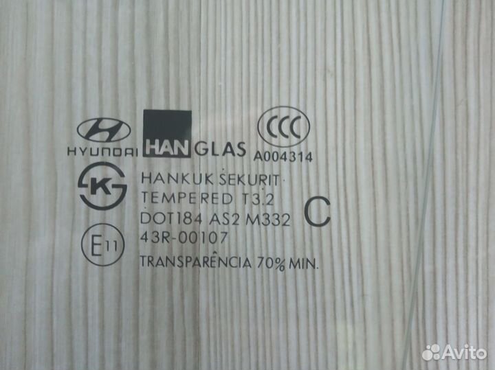 Стекло левой задней двери Hyundai Getz без рамки