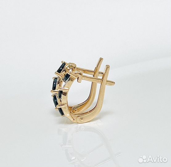 Золотые серьги с сапфирами и бриллиантами