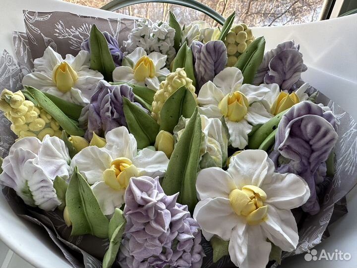 Весенний букет из зефира, съедобный букет, зефир