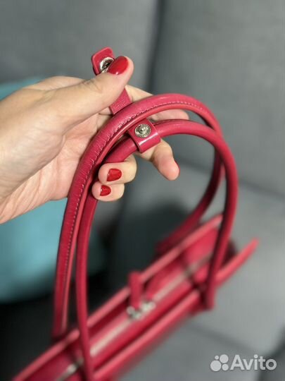 Сумка малиновая Zara натуральная кожа