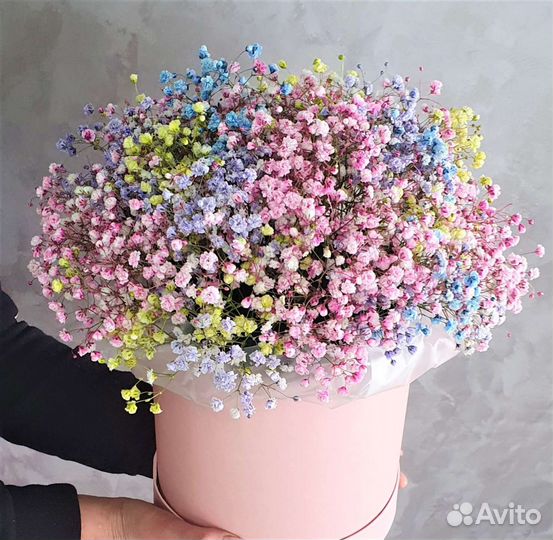 Букет из гипсофилы в коробке