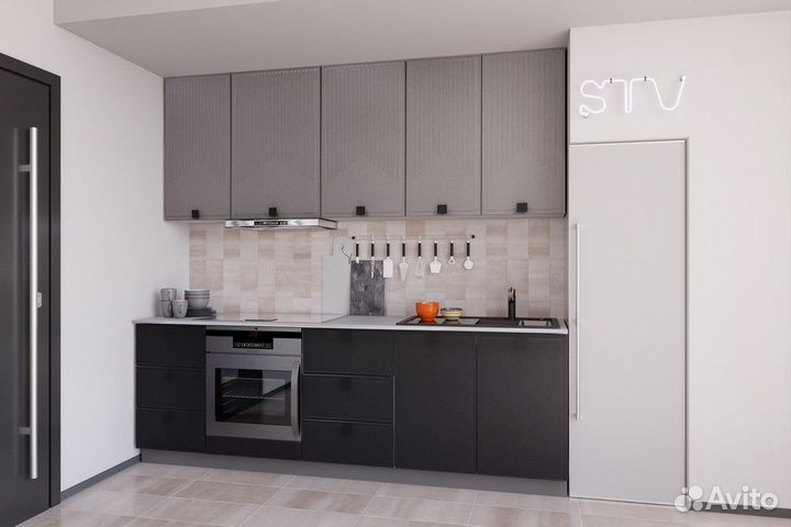 Кухня модульная Эмаль Антрацит/Платина 2,2 м