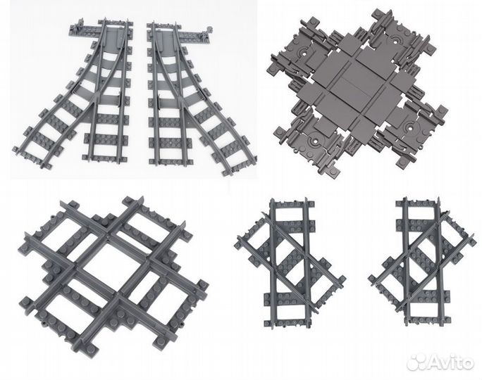 Lego рельсы, стрелки и переезд для железной дороги