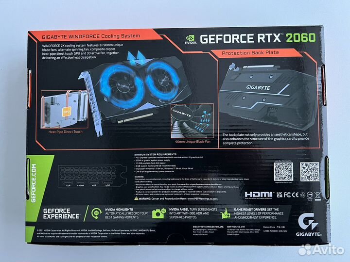 Видеокарта Gigabyte GeForce RTX 2060 D6 6G (2.0)