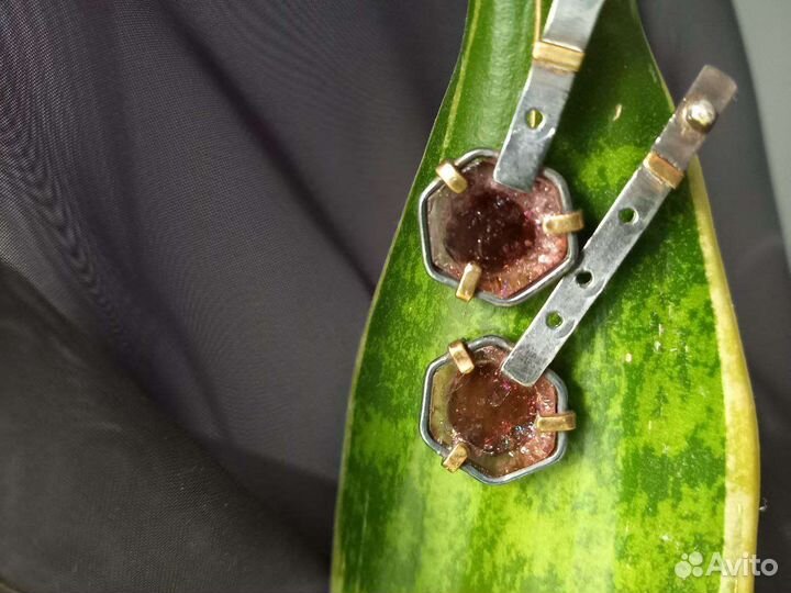 Серьги с турмалином серебро