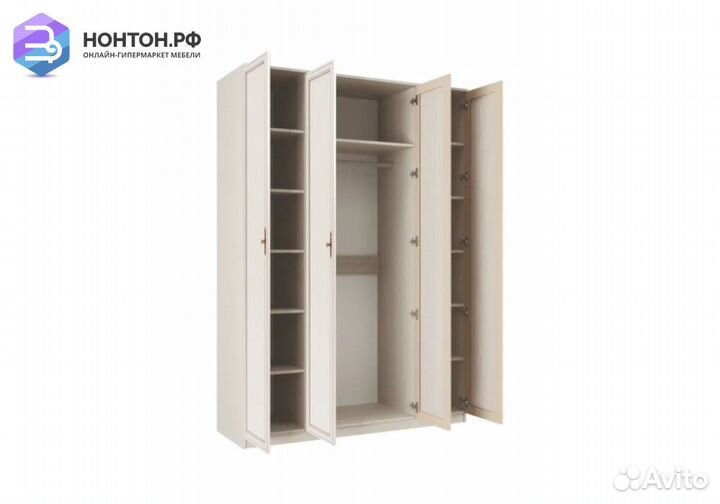 Шкаф 4-дверный Габриэлла вудлайн кремовый / сандал