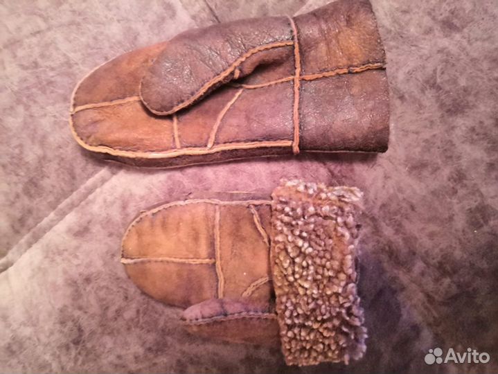 Рукавицы подростковые с натуральным мехом