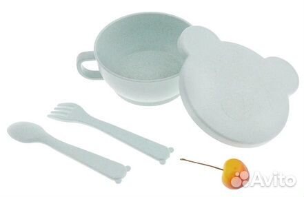 Детская эко посуда Bear (миска, ложка и вилка)