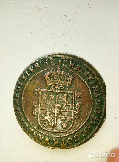 Монета 1 оре Швеция 1638 г