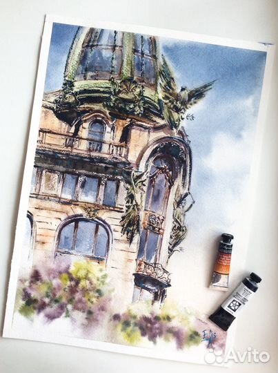 Картина акварелью Зингер 