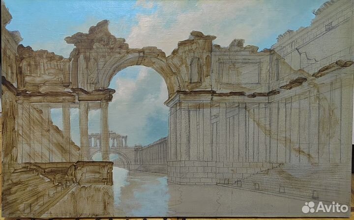 Картина (начатая) холст