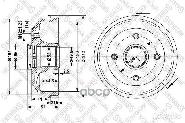 60253705SX барабан тормозной без ABS Peugeot 30