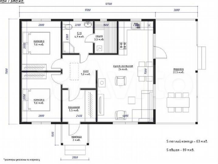 Дом 89 м² на участке 8 сот.